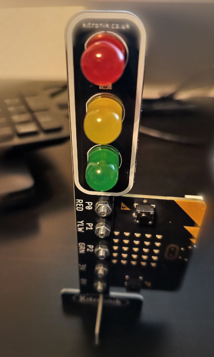 micro:bit with STOP:bit mounted